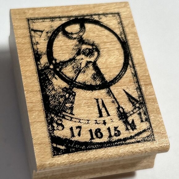 Club Scrap 2004 Vintage Rubber Stamp-Clock Steampunk Roman Numeral Sundial-Unuse - Picture 2 of 7